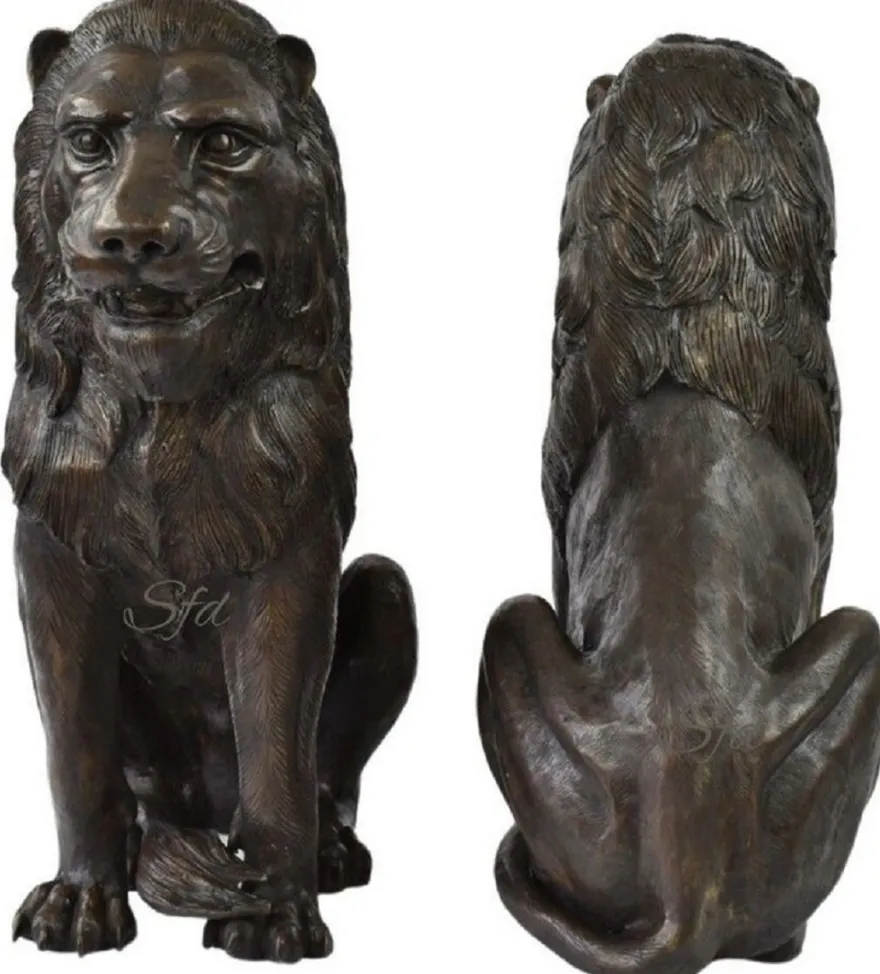 Casa Padrino Luxus Bronze Deko Skulpturen Löwen Bronzefarben 28 x 58 x H. 75 cm - Bronze Deko Figuren - Luxus Hotel & Restaurant Deko Accessoires