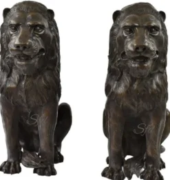 Casa Padrino Luxus Bronze Deko Skulpturen Löwen Bronzefarben 28 x 58 x H. 75 cm - Bronze Deko Figuren - Luxus Hotel & Restaurant Deko Accessoires