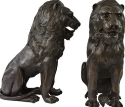 Casa Padrino Luxus Bronze Deko Skulpturen Löwen Bronzefarben 28 x 58 x H. 75 cm - Bronze Deko Figuren - Luxus Hotel & Restaurant Deko Accessoires