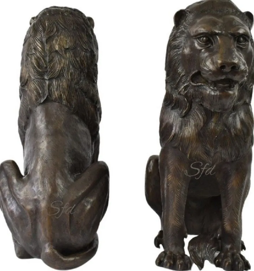 Casa Padrino Luxus Bronze Deko Skulpturen Löwen Bronzefarben 28 x 58 x H. 75 cm - Bronze Deko Figuren - Luxus Hotel & Restaurant Deko Accessoires