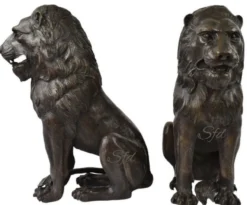 Casa Padrino Luxus Bronze Deko Skulpturen Löwen Bronzefarben 28 x 58 x H. 75 cm - Bronze Deko Figuren - Luxus Hotel & Restaurant Deko Accessoires