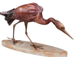 Casa Padrino Luxus Bronzefigur Reiher Mehrfarbig 78 x 21 x H. 45 cm - Luxus Bronze Skulptur auf Marmorsockel