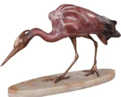 Casa Padrino Luxus Bronzefigur Reiher Mehrfarbig 78 x 21 x H. 45 cm - Luxus Bronze Skulptur auf Marmorsockel