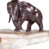 Casa Padrino Luxus Bronzefigur Elefant auf Marmorsockel Bronze / Weiß 44 x 19 x H. 30 cm - Luxus Qualität