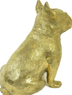 Casa Padrino Luxus Bronzefigur Hund Bulldogge Gold 21 x 15 x H. 22 cm - Bronze Skulptur - Dekofigur - Luxus Deko Accessoires