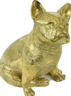 Casa Padrino Luxus Bronzefigur Hund Bulldogge Gold 21 x 15 x H. 22 cm - Bronze Skulptur - Dekofigur - Luxus Deko Accessoires
