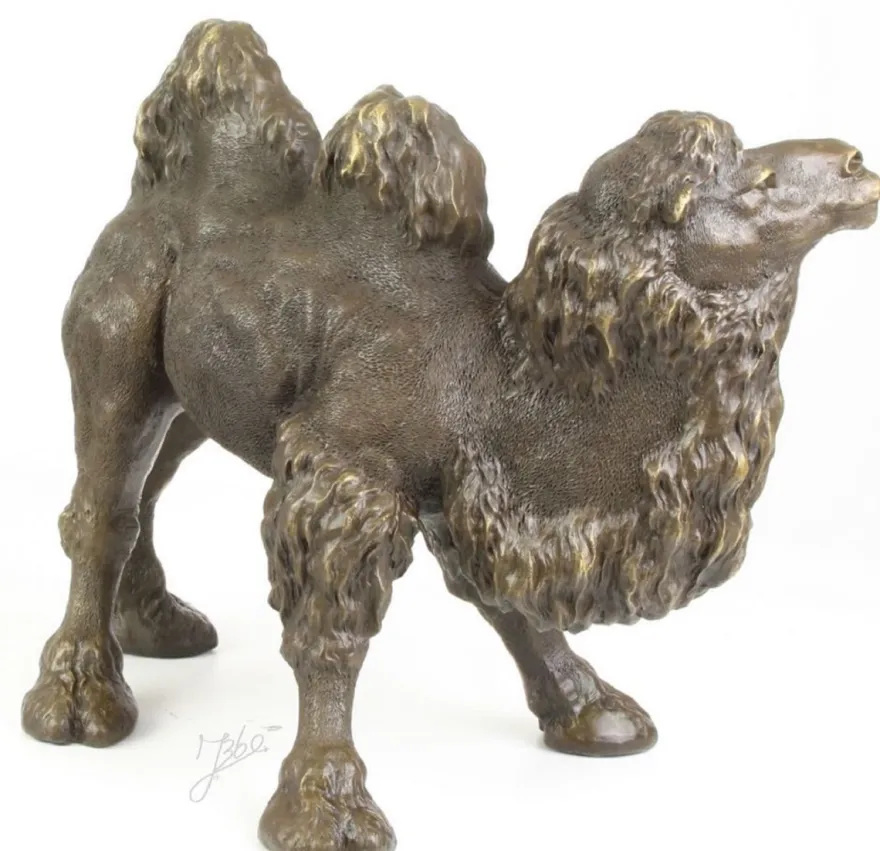 Casa Padrino Luxus Bronzefigur Kamel Bronze / Gold 44 x H. 34 cm - Edle Bronze Skulptur
