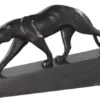 Casa Padrino Luxus Bronzefigur Panther Schwarz / Bronze 64 x 11 x H. 26,5 cm - Elegante Bronze Skulptur auf Marmorsockel