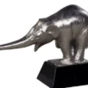 Casa Padrino Luxus Bronzefigur mit Holzsockel Elefant Silber / Schwarz 42 x 17 x H. 29 cm - Luxus Dekoration