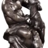 Casa Padrino Luxus Bronzefigur Engel mit Lamm Bronze 21 x 20 x H. 38 cm - Deko Bronze Skulptur