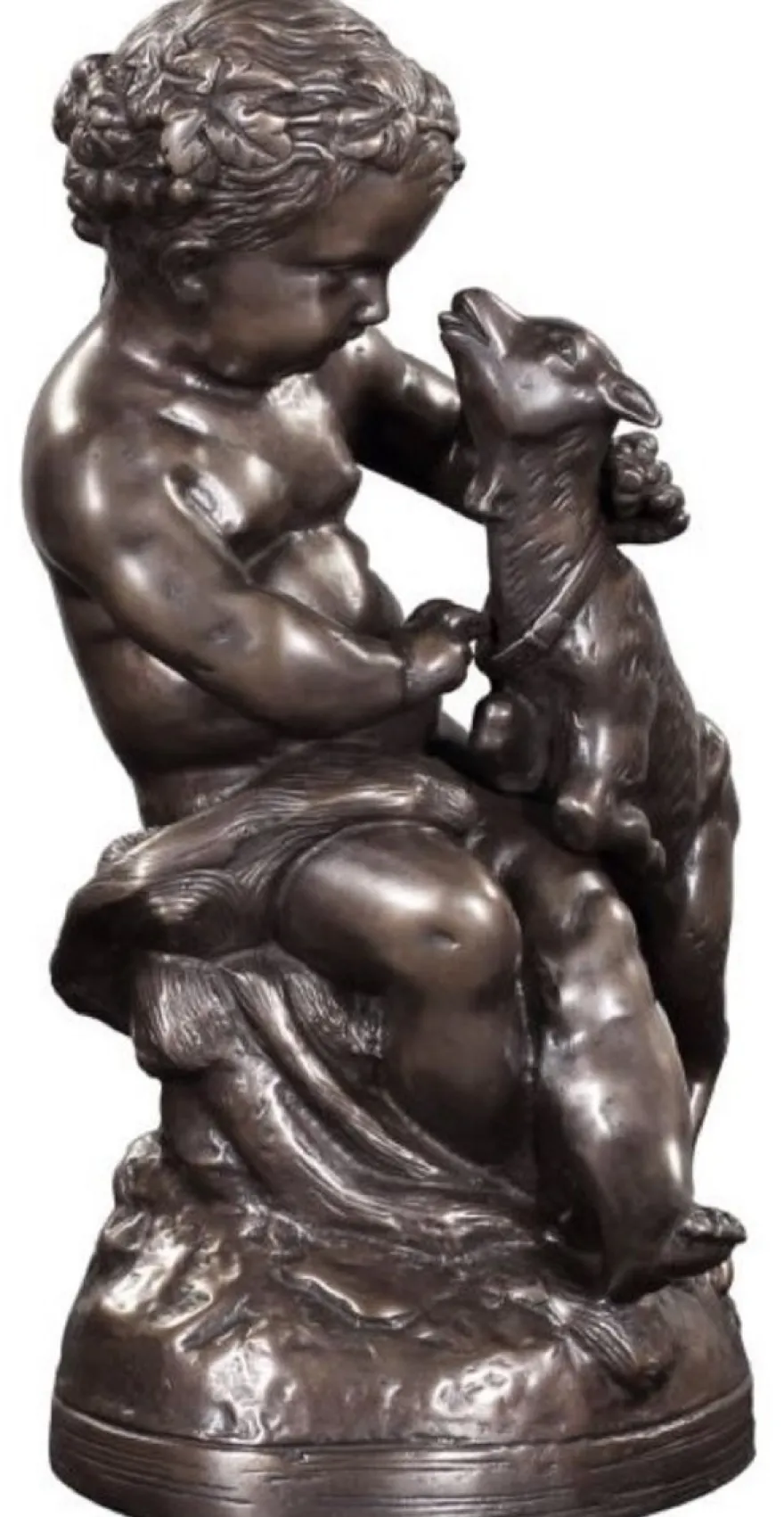 Casa Padrino Luxus Bronzefigur Engel mit Lamm Bronze 21 x 20 x H. 38 cm - Deko Bronze Skulptur