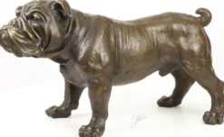 Casa Padrino Luxus Bronzefigur Englische Bulldogge Bronze 54,5 x 24,1 x H. 31 cm - Dekofigur