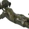 Casa Padrino Luxus Bronzefigur liegendes Mädchen liest Bronze 22 x 60 x H. 27 cm - Bronze Skulptur - Dekofigur - Deko Accessoires