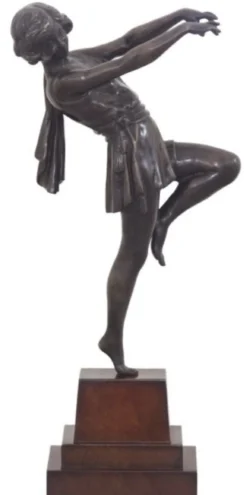 Casa Padrino Luxus Bronzefigur tanzende Dame Bronze / Dunkelbraun 22 x 11 x H. 51 cm - Dekofigur auf Holzsockel