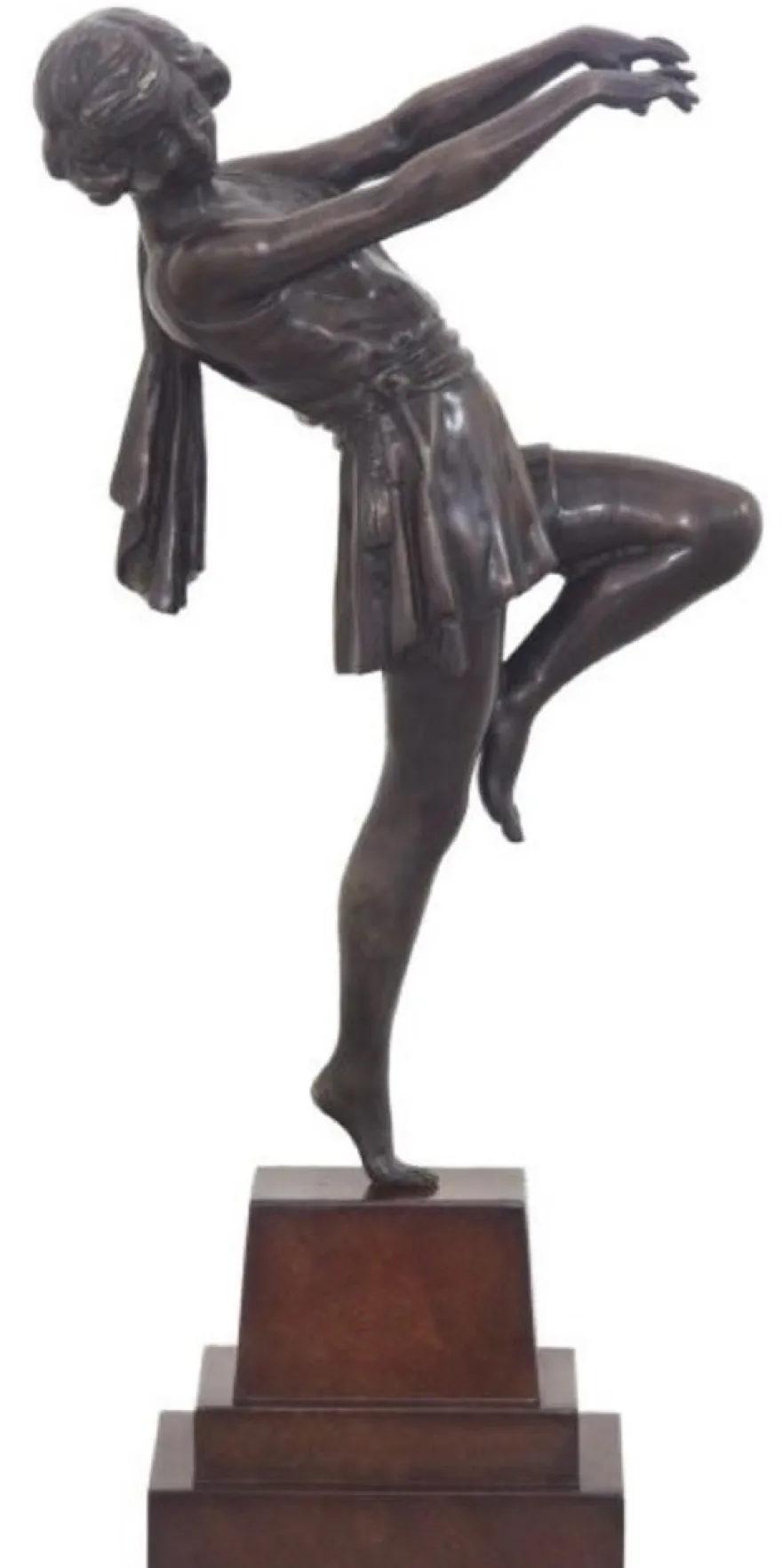 Casa Padrino Luxus Bronzefigur tanzende Dame Bronze / Dunkelbraun 22 x 11 x H. 51 cm - Dekofigur auf Holzsockel