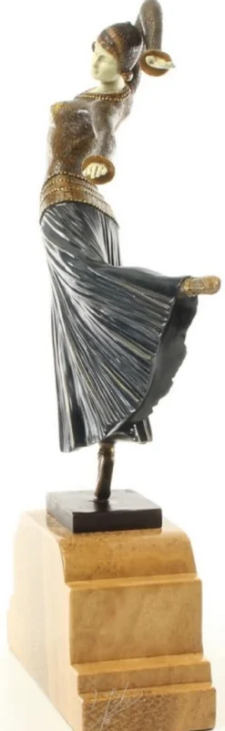 Casa Padrino Luxus Bronzefigur Tänzerin Mehrfarbig / Beige 26 x 9 x H. 46,9 cm - Dekofigur