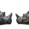 Casa Padrino Luxus Bronzefiguren 2er Set Nashörner 15 x 44,5 x H. 20 cm - Edel & Prunkvoll