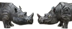 Casa Padrino Luxus Bronzefiguren 2er Set Nashörner 15 x 44,5 x H. 20 cm - Edel & Prunkvoll
