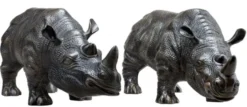 Casa Padrino Luxus Bronzefiguren 2er Set Nashörner 15 x 44,5 x H. 20 cm - Edel & Prunkvoll