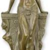 Casa Padrino Luxus Bronze Figur Ägyptische Tänzerin 15,5 x 13,5 x H. 38 cm - Bronze Skulptur mit Marmorsockel - Bronze Dekofigur - Schreibtisch Deko - Wohnzimmer Deko - Luxus Deko Accessoires