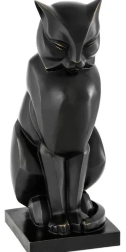 Casa Padrino Luxus Bronzefigur Katze 17,5 x 21 x H. 46 cm - Art Deco Figur