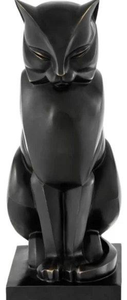 Casa Padrino Luxus Bronzefigur Katze 17,5 x 21 x H. 46 cm - Art Deco Figur