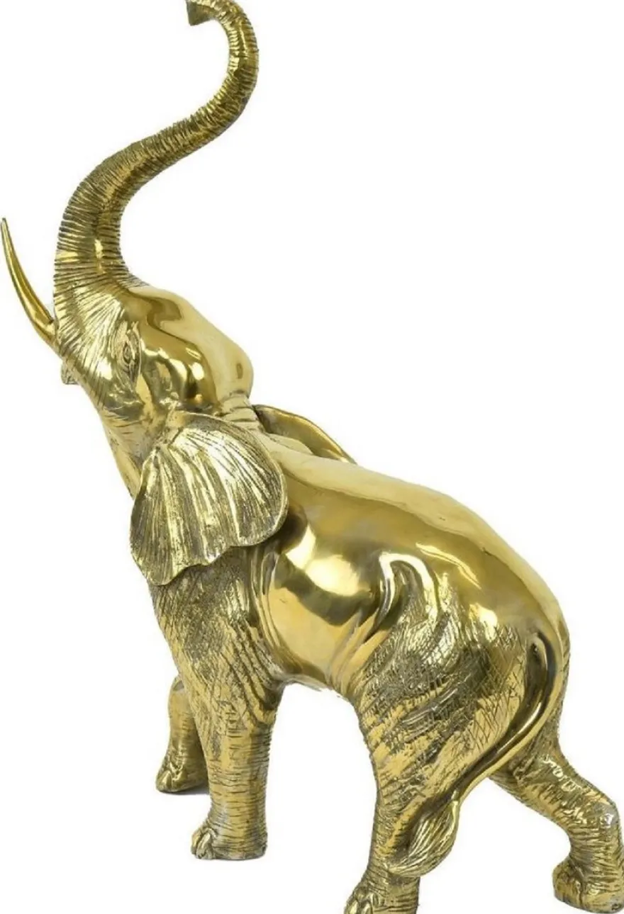 Casa Padrino Luxus Bronzefigur Elefant Gold 50 x 25 x H. 70 cm - Bronze Skulptur - Dekofigur - Deko Accessoires - Luxus Kollektion