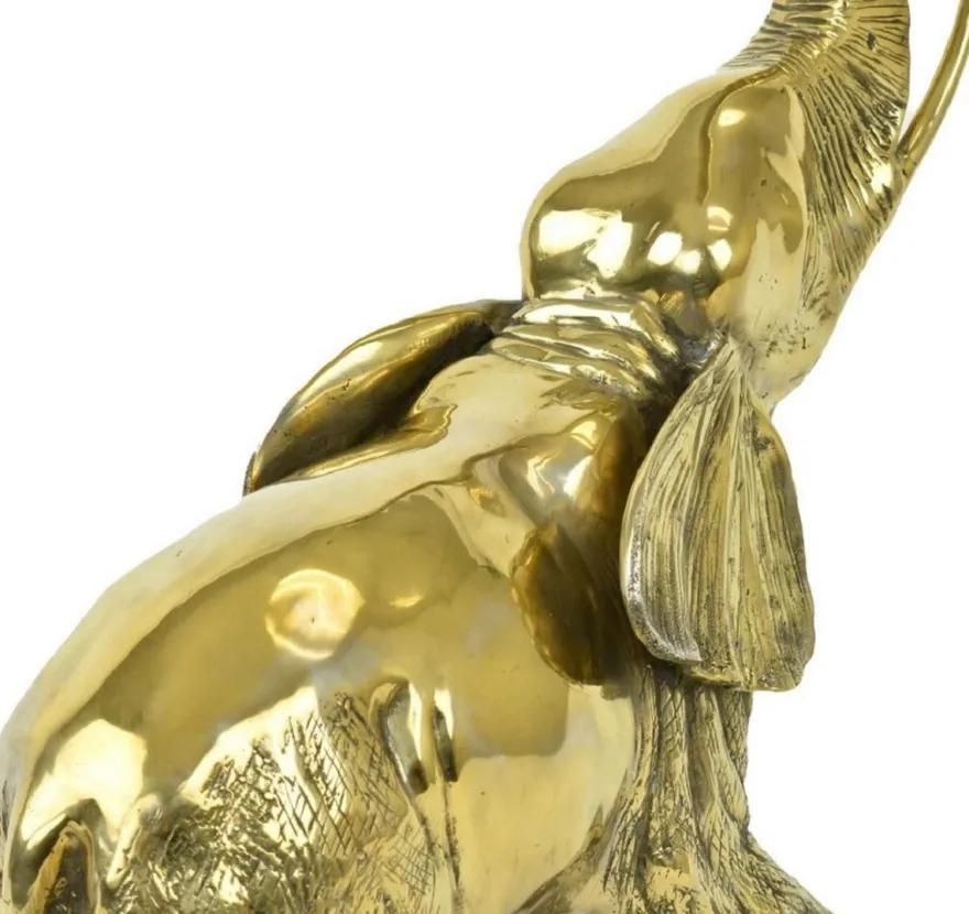 Casa Padrino Luxus Bronzefigur Elefant Gold 50 x 25 x H. 70 cm - Bronze Skulptur - Dekofigur - Deko Accessoires - Luxus Kollektion