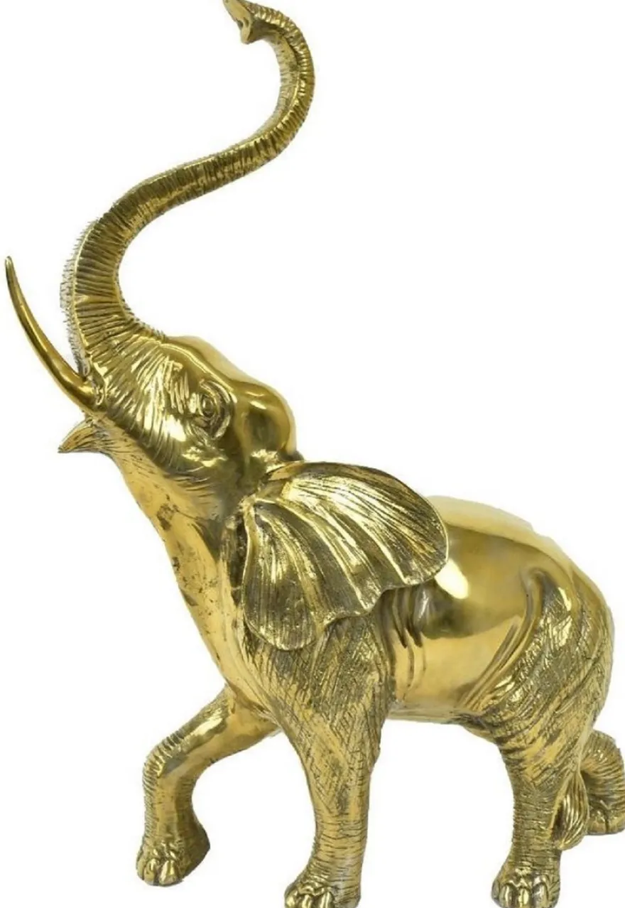 Casa Padrino Luxus Bronzefigur Elefant Gold 50 x 25 x H. 70 cm - Bronze Skulptur - Dekofigur - Deko Accessoires - Luxus Kollektion