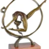 Casa Padrino Luxus Bronzefigur Turnerin mit Seil Bronze / Braun 44 x 15,8 x H. 49,7 cm - Bronze Skulptur mit Holzsockel - Dekofigur