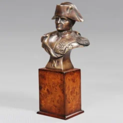 Casa Padrino Luxus Bronzefigur Napoleon auf Holzsockel - Bronze Figur Büste - Frankreich - Briefbeschwerer - 24 x 6 x 10 cm