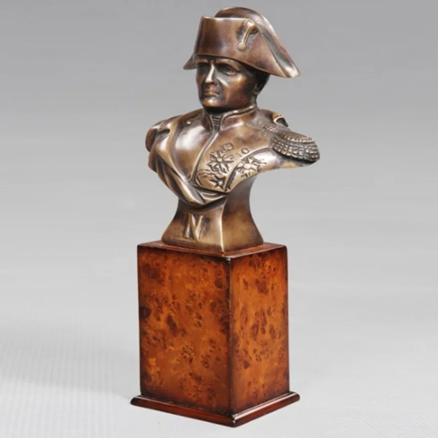 Casa Padrino Luxus Bronzefigur Napoleon auf Holzsockel - Bronze Figur Büste - Frankreich - Briefbeschwerer - 24 x 6 x 10 cm