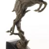 Casa Padrino Luxus Bronzefigur springender Hirsch Bronze / Schwarz 20,4 x 9,9 x H. 49,5 cm - Elegante Dekofigur mit Marmorsockel