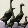 Casa Padrino Luxus Bronzefiguren Set Entenfamilie Bronze / Gold 15 x 15 x H. 53 cm - Luxus Dekofiguren