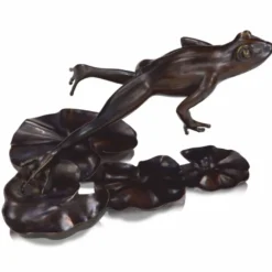 Casa Padrino Luxus Bronze Figur Frosch 39 cm - Deko Bronze Skulptur