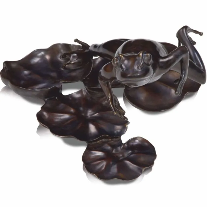 Casa Padrino Luxus Bronze Figur Frosch 39 cm - Deko Bronze Skulptur