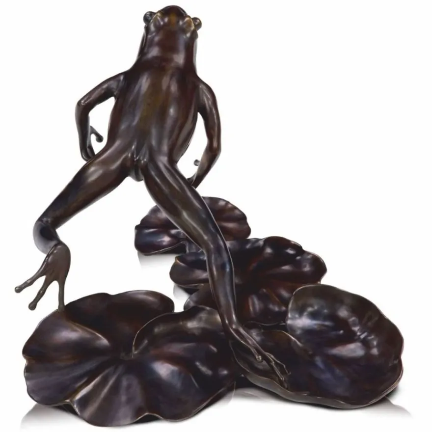 Casa Padrino Luxus Bronze Figur Frosch 39 cm - Deko Bronze Skulptur
