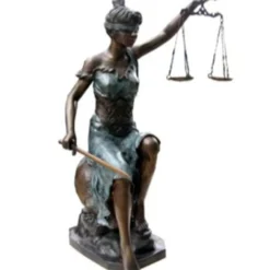 Casa Padrino Luxus Bronzefigur Lady Justice auf Marmorsockel - Justitia Statue, Bronze & Marmor, Höhe 83 cm