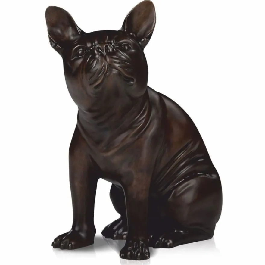 Casa Padrino Luxus Bronze Figur Hund Bulldogge 20 x 12 x H. 24 cm - Deko Skulptur