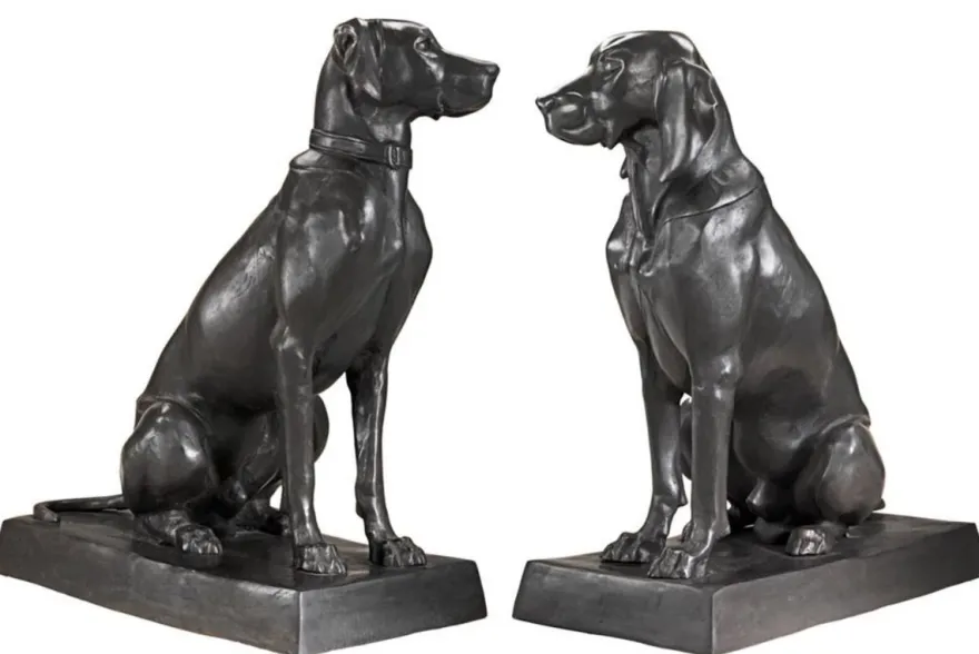 Casa Padrino Luxus Bronzefiguren 2er Set Hunde 32 x 60 x H. 73 cm - Limited Edition
