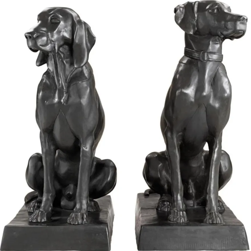 Casa Padrino Luxus Bronzefiguren 2er Set Hunde 32 x 60 x H. 73 cm - Limited Edition