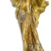 Casa Padrino Luxus Bronzefigur Schwerttänzerin Gold / Silber / Bronze / Schwarz 23,3 x 19,1 x H. 59,8 cm - Bronze Skulptur mit Marmorsockel - Deko Accessoires