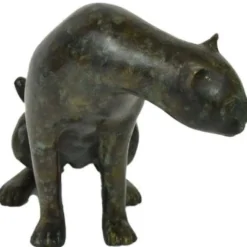 Casa Padrino Luxus Bronzefigur Gepard Schwarz / Grün 20 x 33 x H. 22 cm - Bronze Skulptur - Dekofigur - Luxus Deko Accessoires