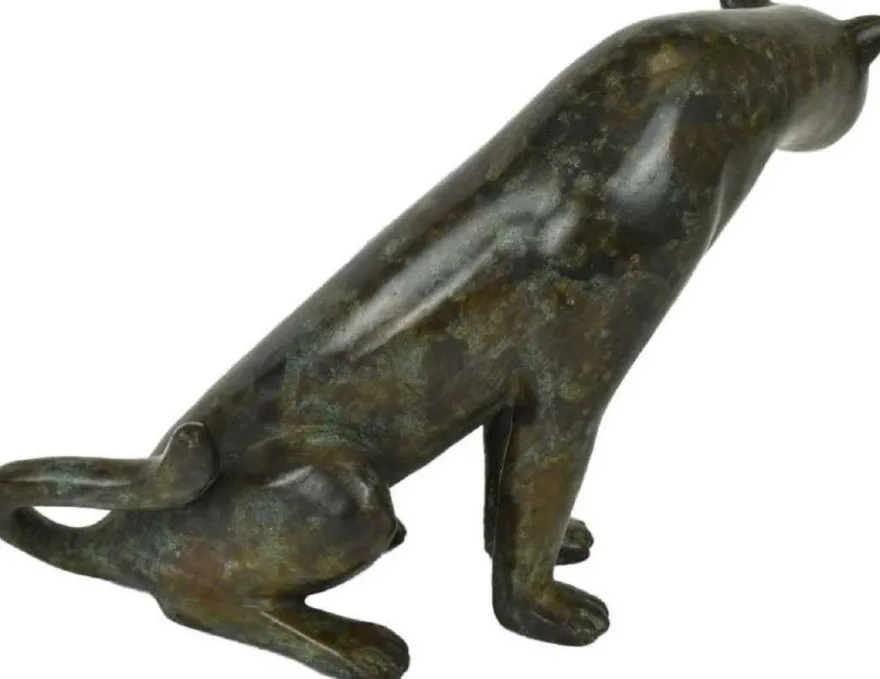 Casa Padrino Luxus Bronzefigur Gepard Schwarz / Grün 20 x 33 x H. 22 cm - Bronze Skulptur - Dekofigur - Luxus Deko Accessoires