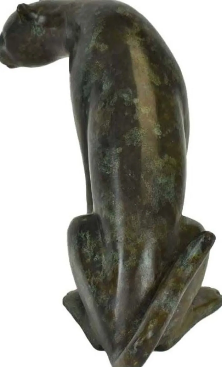 Casa Padrino Luxus Bronzefigur Gepard Schwarz / Grün 20 x 33 x H. 22 cm - Bronze Skulptur - Dekofigur - Luxus Deko Accessoires