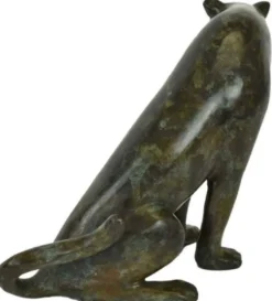 Casa Padrino Luxus Bronzefigur Gepard Schwarz / Grün 20 x 33 x H. 22 cm - Bronze Skulptur - Dekofigur - Luxus Deko Accessoires