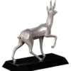 Casa Padrino Luxus Bronzefigur Antilope Silber / Schwarz 35 x 17 x H. 37 cm - Dekofigur mit Holzsockel