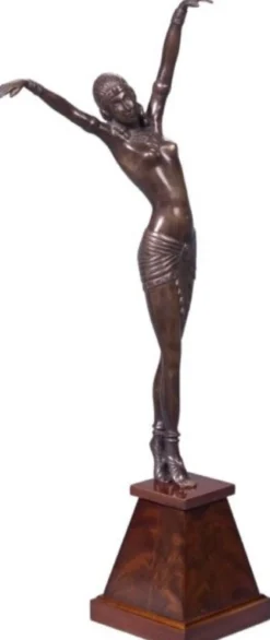 Casa Padrino Luxus Bronzefigur Cleopatra Bronze / Braun 15 x 15 x H. 71 cm - Dekofigur auf Holzsockel