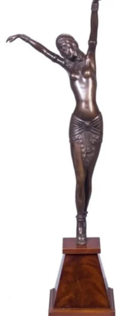 Casa Padrino Luxus Bronzefigur Cleopatra Bronze / Braun 15 x 15 x H. 71 cm - Dekofigur auf Holzsockel