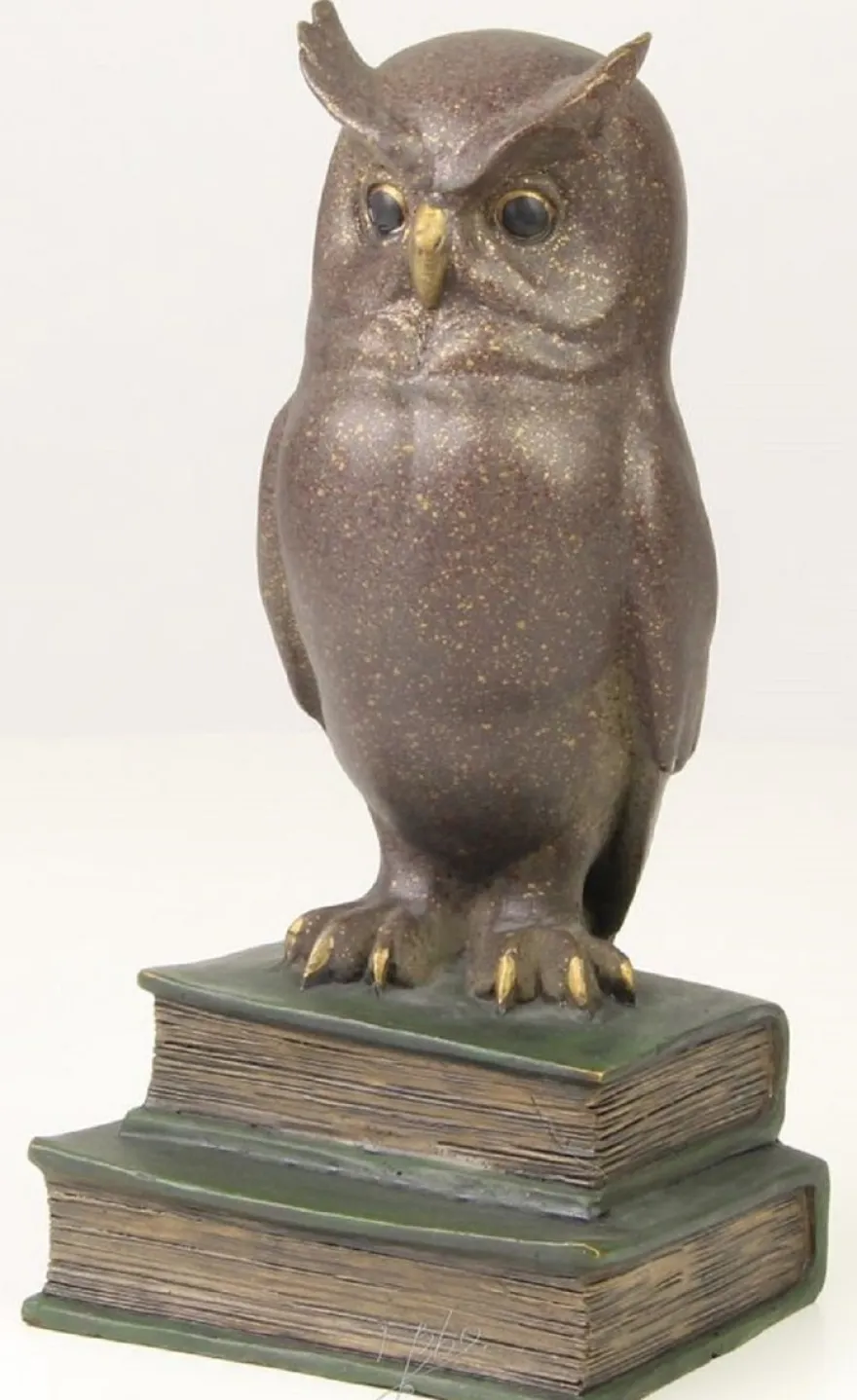 Casa Padrino Luxus Bronzefigur die weise Eule Mehrfarbig 11 x 9,5 x H. 22,5 cm - Dekofigur